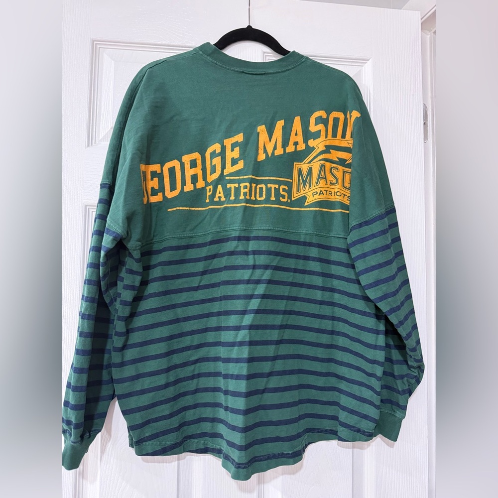 EUC George Mason Patriots Green and Yellow Striped Long Sleeve - M